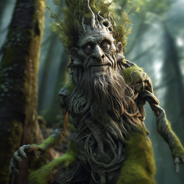 Natuur groene wereld fantasie boom groot yggdrasil illustratie