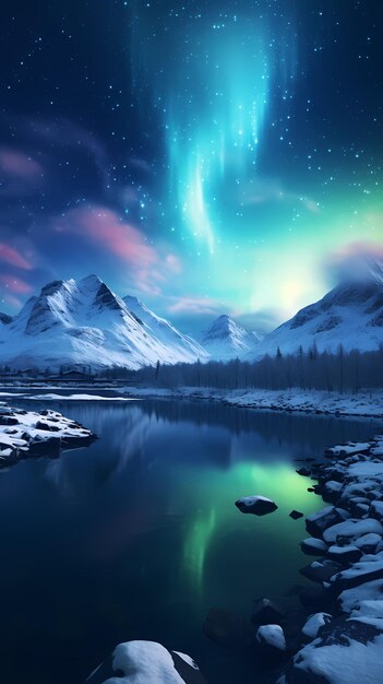 Foto natuur hemel nacht aurora ruimte landschap ster noordelijke borealis noordelijke berg aurora bore