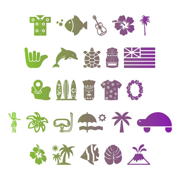 Foto natuur iconen items gradiënt effect foto jpg vector set