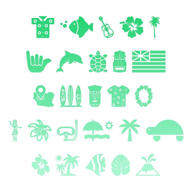 Foto natuur iconen items gradiënt effect foto jpg vector set