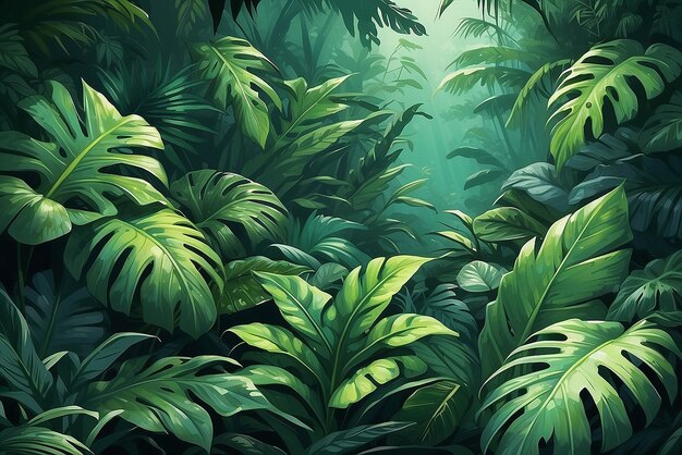 Natuur laat groen tropisch bos achtergrond illustratie concept