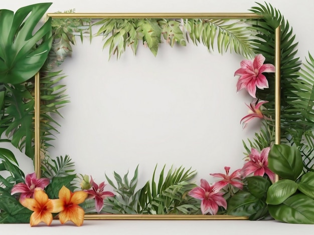 Natuur mockup frame jungle bloemen frame