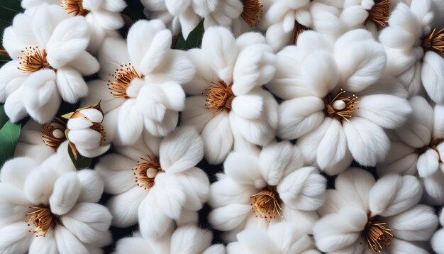 Natuur zachtheid witte katoen bloemen behang