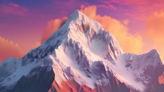 Natuurberg wordt stralend weergegeven bij zonsondergang op de achtergrond