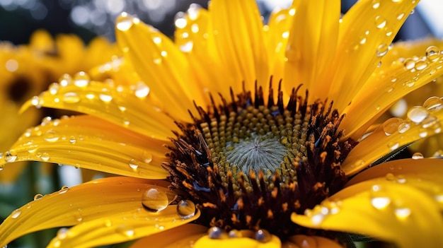 Natuurfoto bladeren en bloemen regendruppel waterdruppel zonlicht
