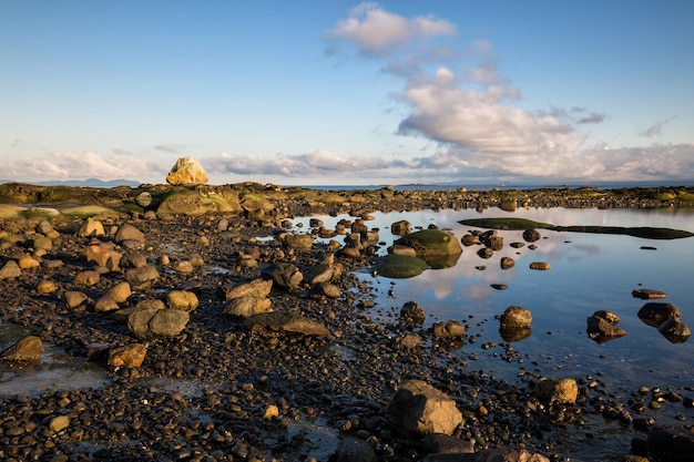 Natuurlandschapsmening op een rotsachtige kust Canadese achtergrond