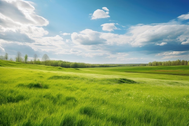 Natuurlijk landschap met groen grasveld lente zomer landschap