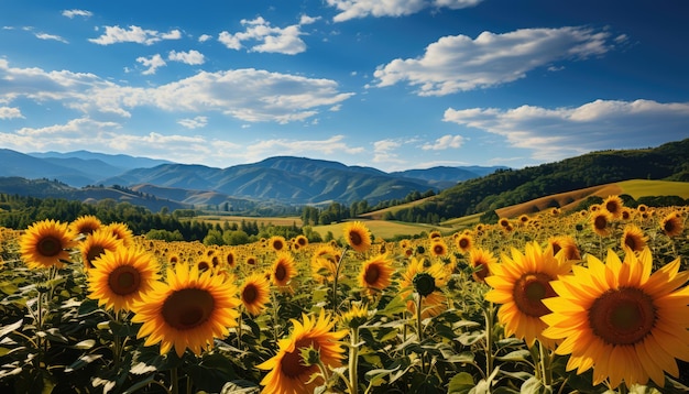 natuurlijk landschap van zonnebloemen veld op zonnige dag