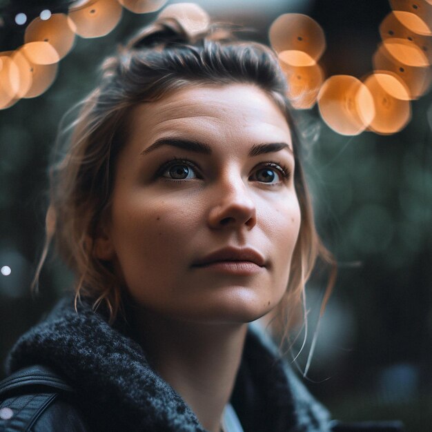 Foto natuurlijk persoonsportret en close-up van een vrouw, meisje of vrouw buiten in de natuur of een bos