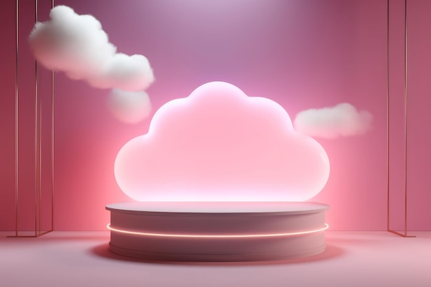 Natuurlijk schoonheidspodium met dromerige cloud Generative AI