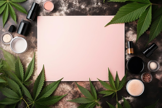 Natuurlijke alternatieve geneeskunde en cosmetica cbd cannabis hennep marihuanabladeren