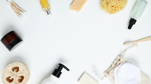 Natuurlijke biologische eco-cosmetica Cosmetische containers lotion herbruikbare wattenschijfjes sponzen wattenstaafje