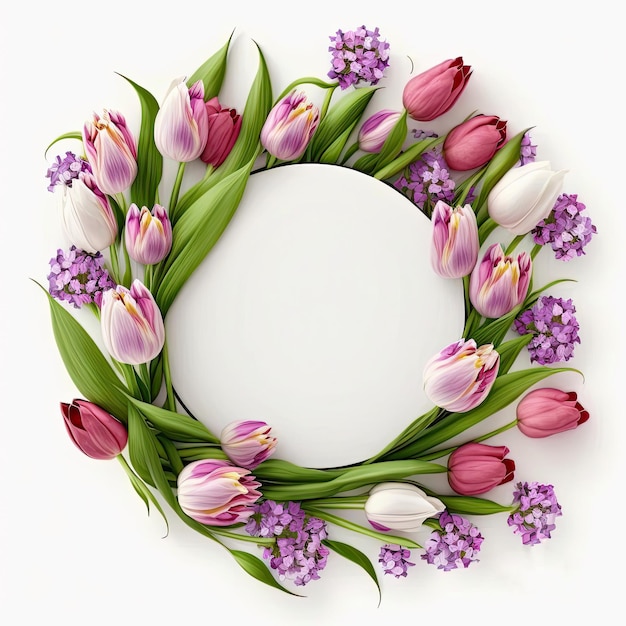 Natuurlijke bloemen lege frame illustratie AI generatieve