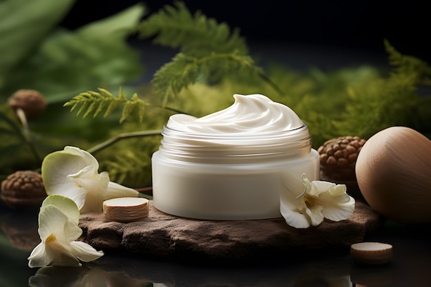 Natuurlijke cosmetische crème Gezondheid en schoonheid concept promotionele commerciële foto
