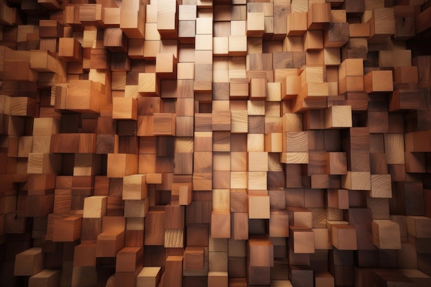 Natuurlijke houten achtergrond Houtblokken Wandpanelen textuur Houten vierkanten AI gegenereerd