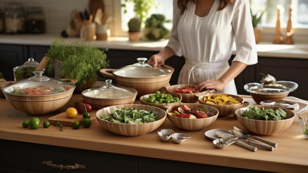 Foto natuurlijke houten keuken