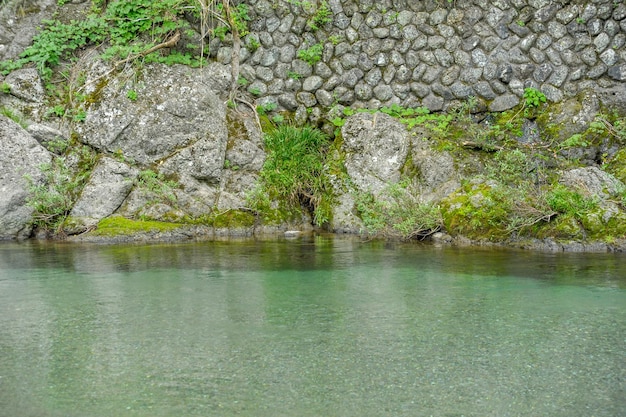 Natuurlijke poel van een rivier okitsu stad shizuoka japan