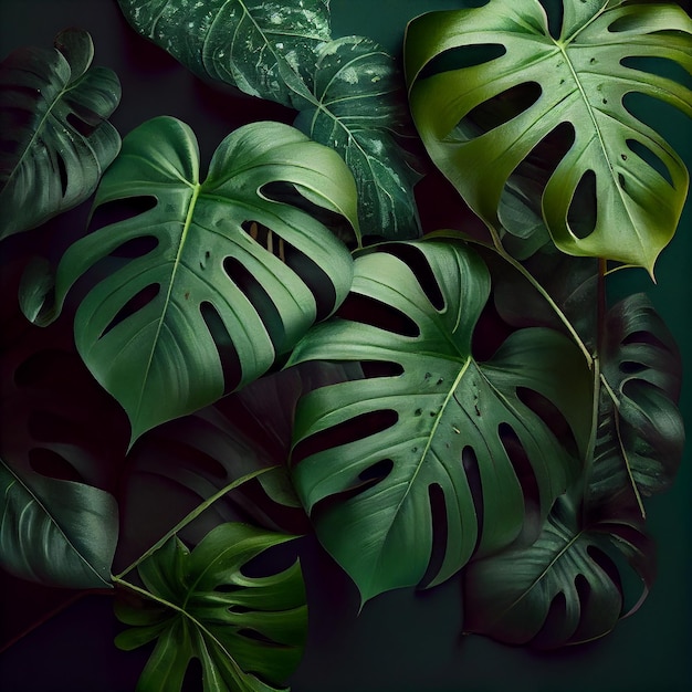 Natuurlijke Tropische Monstera Feaf Achtergrond Generatieve AI