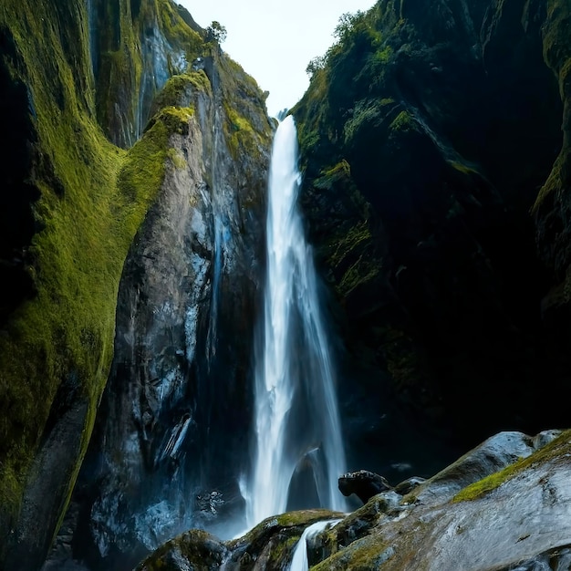 Natuurlijke waterval schouder rivier door de top van de berg