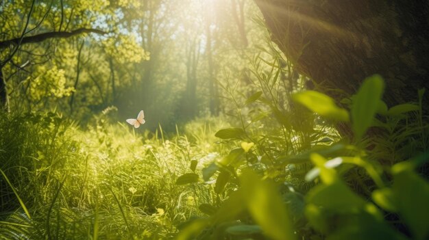 Natuurlijke zomer bos achtergrond Illustratie AI GenerativexA