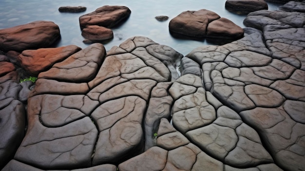 Natuurpatronen in een ruige kustlijn gecreëerd met generatieve AI-technologie