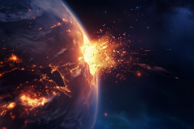 Natuurramp meteoor inslag met de aarde