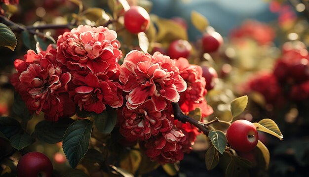 Natuurschoon in een boeket, levendige kleuren houden van romantiek gegenereerd door kunstmatige intelligentie