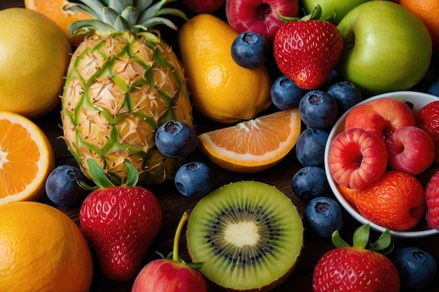 Natuurtje van kleurrijke fruitarrangementen
