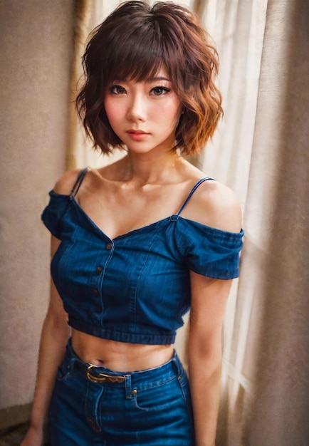 Naughty young asian woman with trending fashion style generative AI