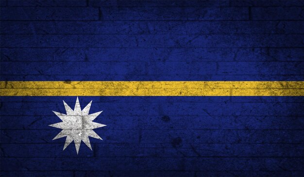 Nauru flag grunge brick wall texture national symbol flat style concrete design