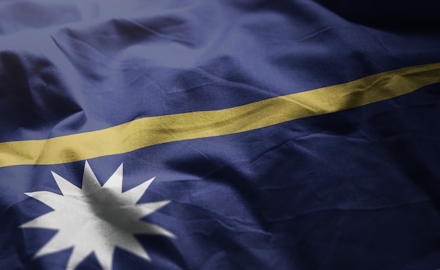 Nauru Flag Rumpled Close Up 