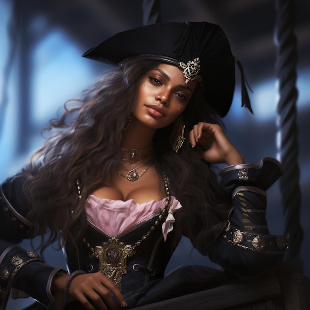 Nautical adventure girl sailor corsair pirate pirate Caribbean Sea