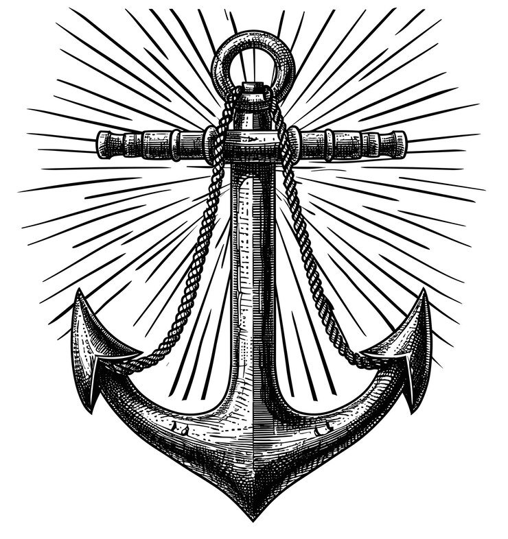 Foto nautical emblem elegant anker met stralende lijnen anker uw ontwerp met tijdloos maritiem symbool
