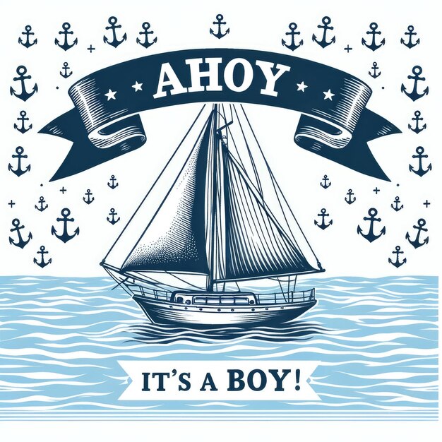 Nautical Newborn Ahoy It's a Boy (ナウティック・ニューバーン)