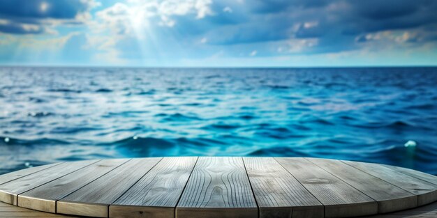 NauticalThemed Empty Table with a Softly Defocused Background