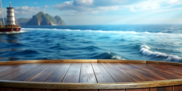 NauticalThemed Empty Table with a Softly Defocused Background