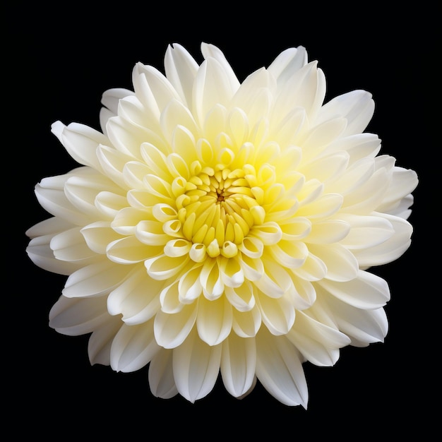 Nauwkeurige En Gedetailleerde Witte Dahlia Bloem Op Zwarte Achtergrond