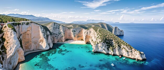 Navagio beach Zakynthos island Greece Generative AI