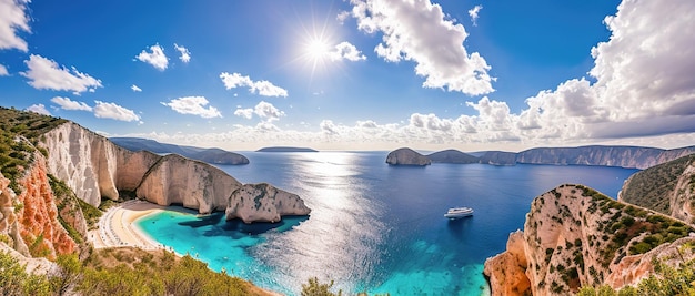 Navagio 해변 Zakynthos 섬 그리스 Generative AI