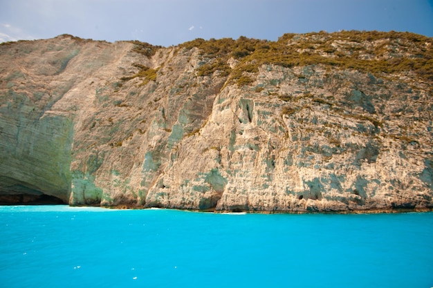 Zakynthos 섬 그리스 여름 날에 Navagio 해변