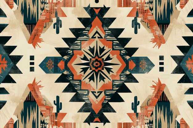 Photo navajo tribal ethnic seamless pattern background native american textile background