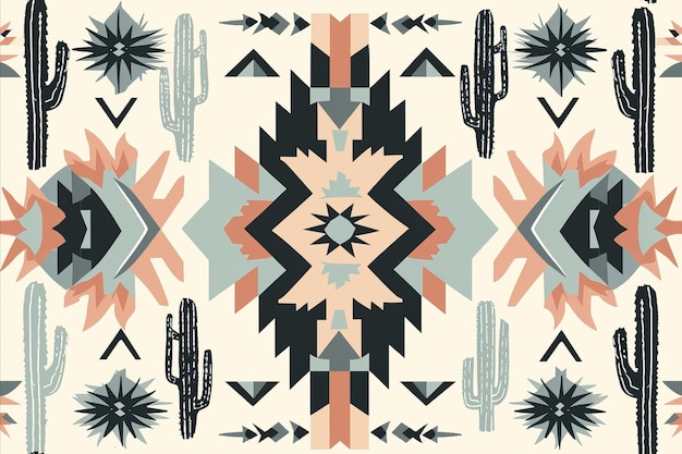 Photo navajo tribal ethnic seamless pattern background native american textile background