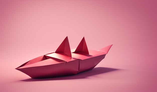 白い紙のボートに先立って赤い紙のボートが航行しますリーダーシップの概念の象徴