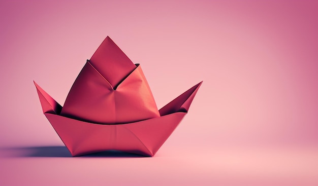 Navigating Forward Red Paper Boat Sails Ahead of White Paper Boats A Symbol of Leadership Concep