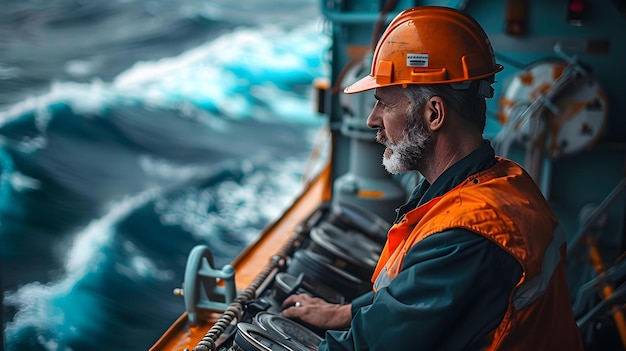 Navigating the high seas A captain supervises cargo operations Concept Maritime Industry Cargo Operations Captain Responsibilities Port Management Vessel Navigation