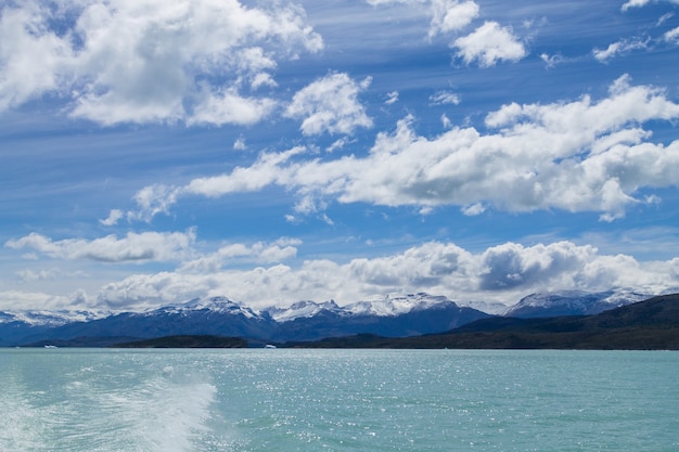 Navigation on Argentino lake, Patagonia landscape, Argentina Patagonian panorama