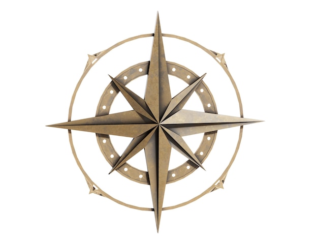 navigation compass 3d render on white