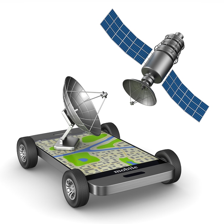 Фотография навигация в телефоне. изолированный, 3d-рендеринг
