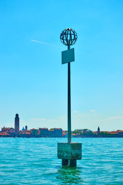 Navigation sign at venetian lagoon, Venice, Italy