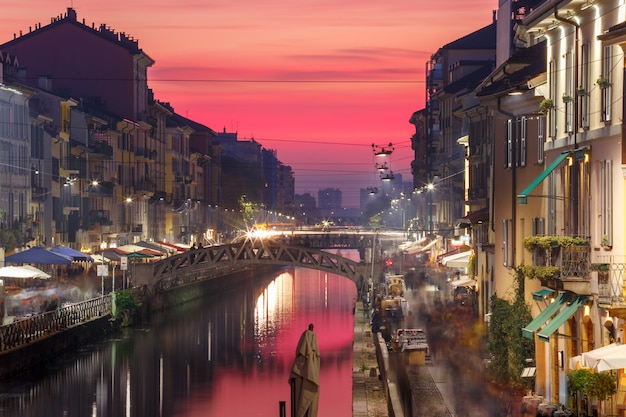 Naviglio Grande-kanaal in Milaan, Lombardia, Italië